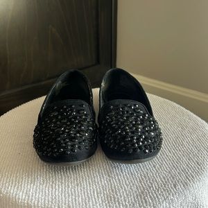 Simply Vera Wang Black Embellished Smoking Flats Faux Suede Size 7.5